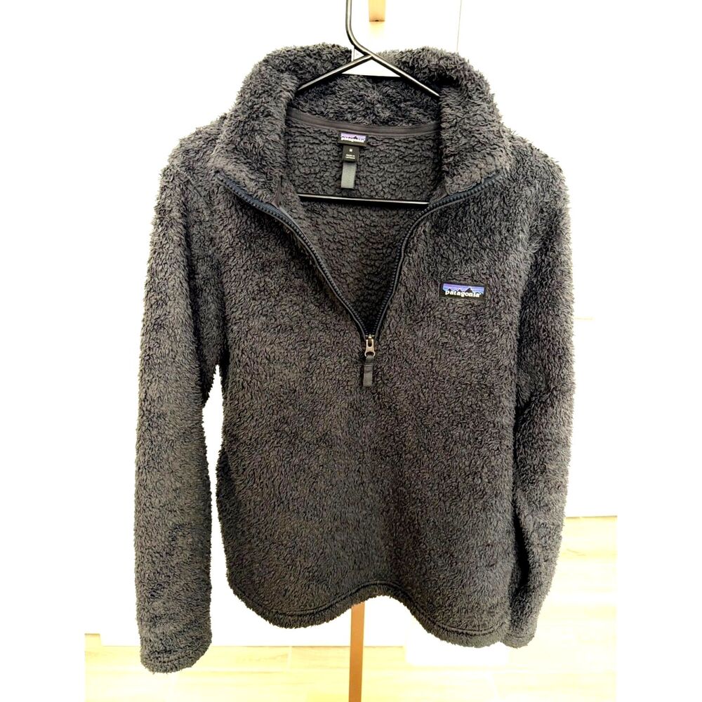 Patagonia Women's M Charcoal Gray Fuzzy Fleece 1/4 Zip Pullover High Pile